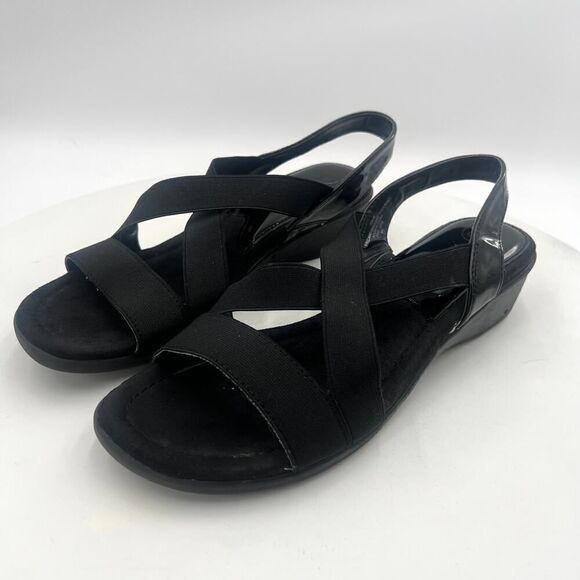 Mootsies Tootsies Idair Black Wedge Slingback Sandal Size 8 - Picture 2 of 11